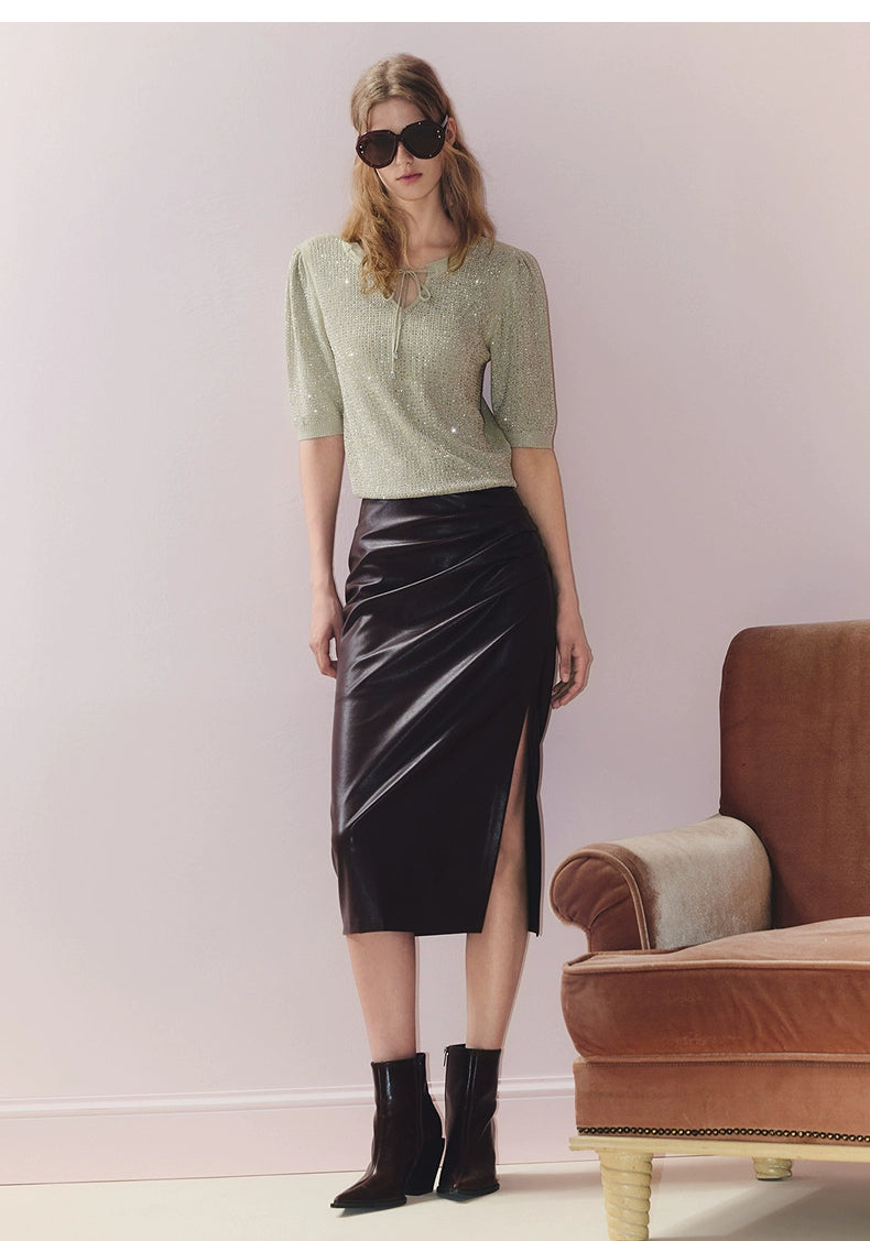 V Neck Pullover Knitted Top