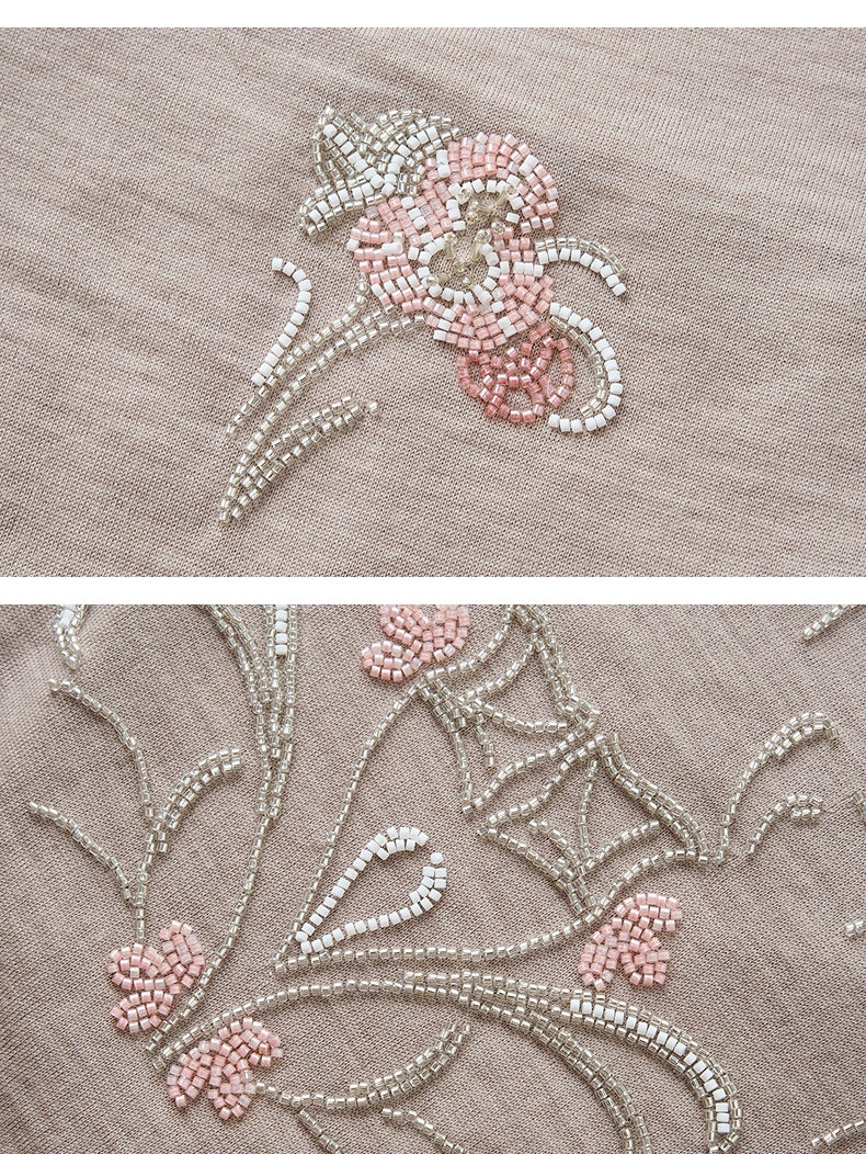 Khaki Crew Collar A Line Long Sleeve Dress