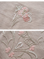 Khaki Crew Collar A Line Long Sleeve Dress