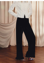 Vintage Ruffle Edge Pants Straight Trousers