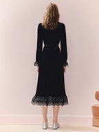 Velvet Elegant Long Sleeve Lace Dress