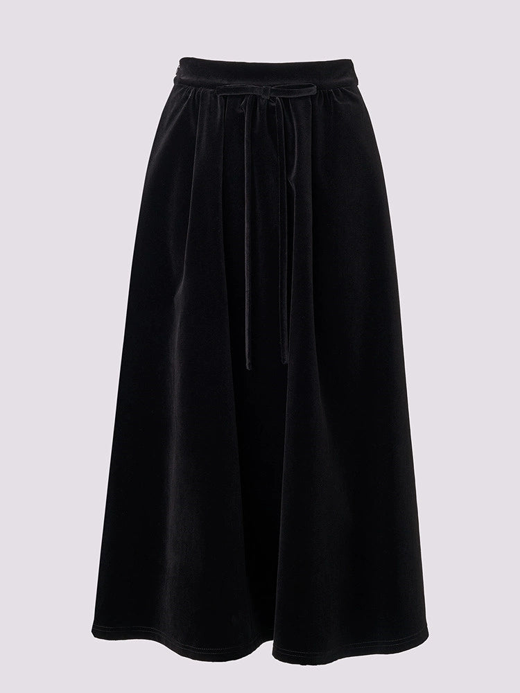 A-shaped Pleated Velvet Umbrella-shaped Skirt