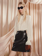 Velvet Long Flare Sleeve Blouse