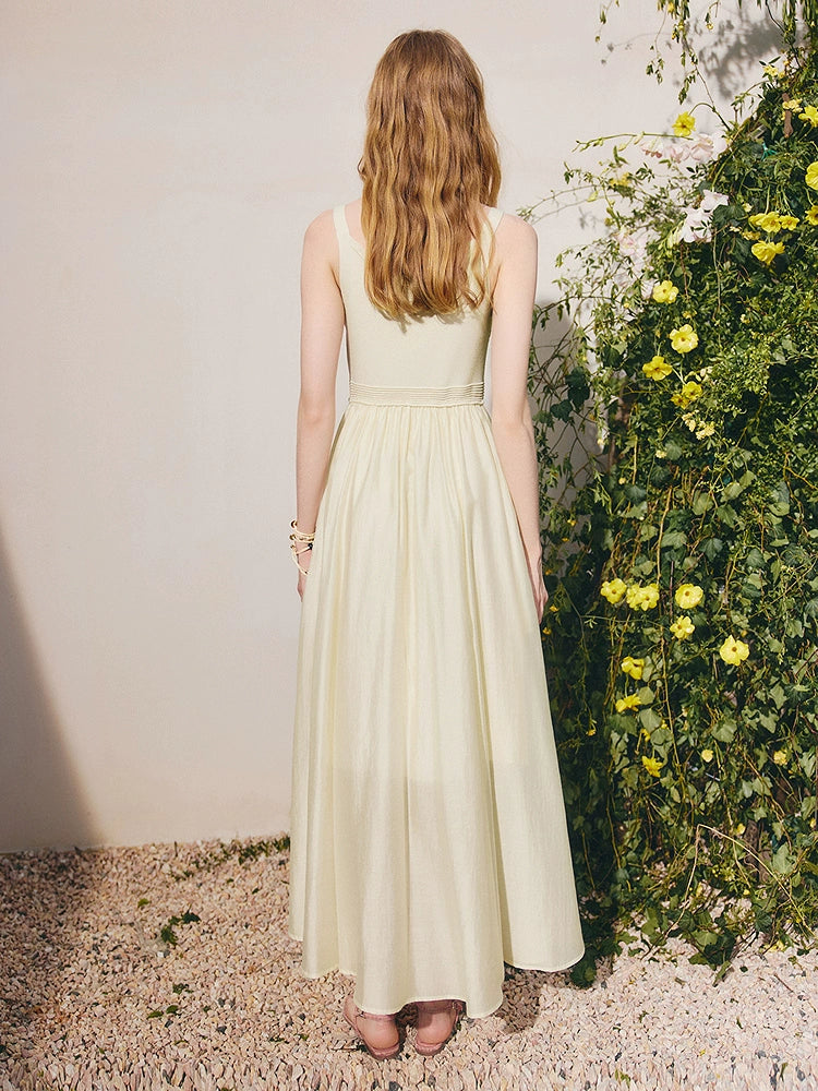 Flower Satin Sleeveless Midi Dress