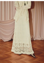 Bohemian V Neck Hollow Long Sleeve Top And Skirt Two-piece Set