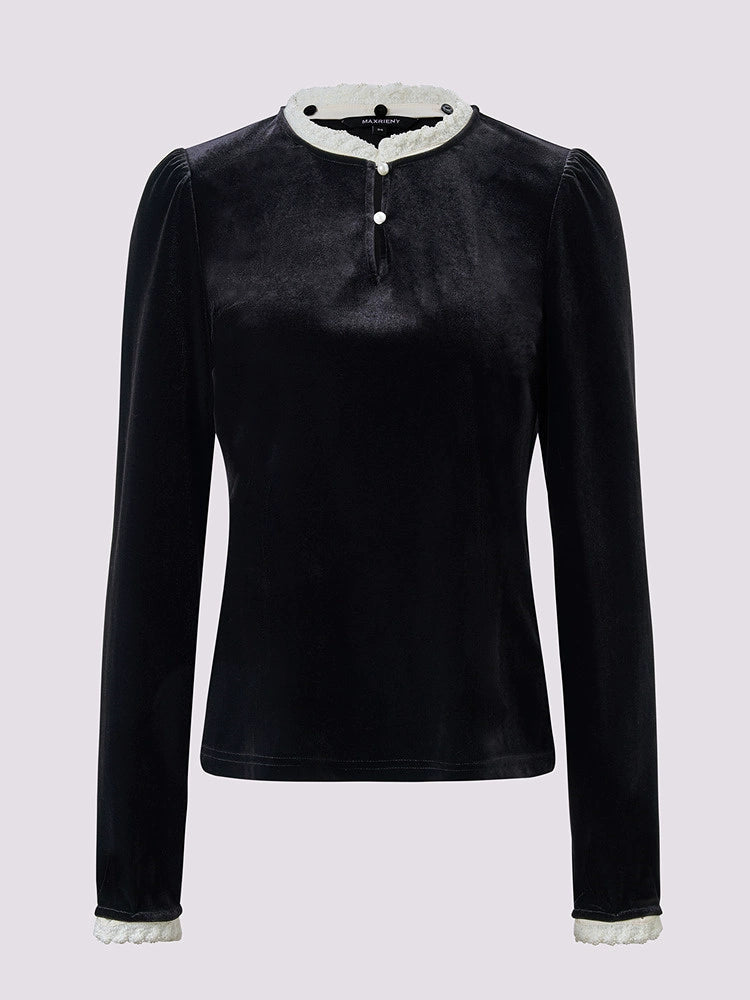 Black Long Sleeve Lace Silm Fit Top
