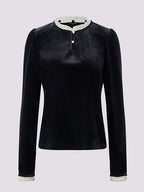 Black Long Sleeve Lace Silm Fit Top