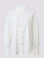 Embroidered Neck Loose Long-sleeved Top