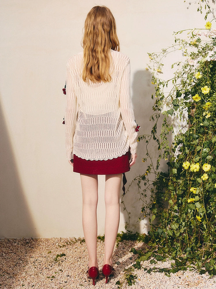 Bohemian V-neck Hollow  Crochet Knitted Jacket Cardigan