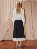 High Waist A-shaped Lace Skirt