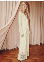 Bohemian V Neck Hollow Long Sleeve Top And Skirt Two-piece Set