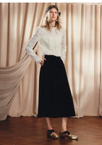 A-shaped Pleated Velvet Umbrella-shaped Skirt