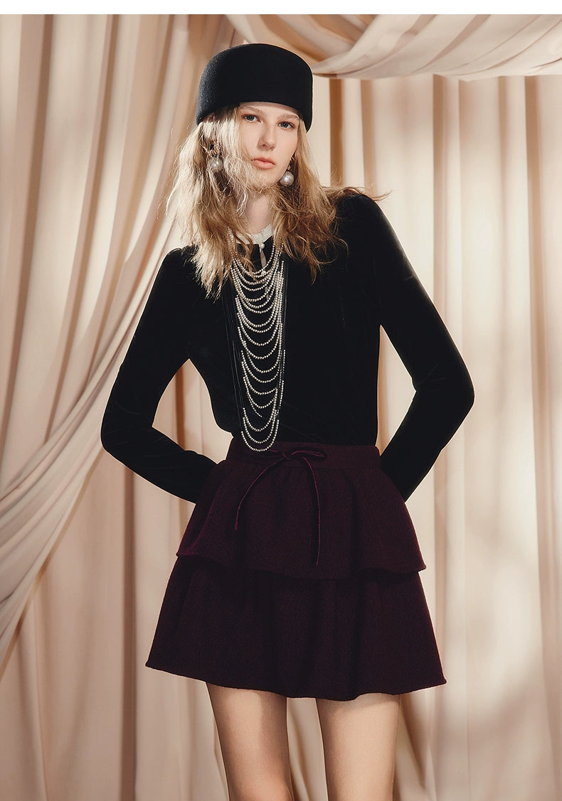 A-shaped High Waist Double Layer Cake Skirt