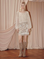 Chiffon Shirt Round Neck Lace Blouse