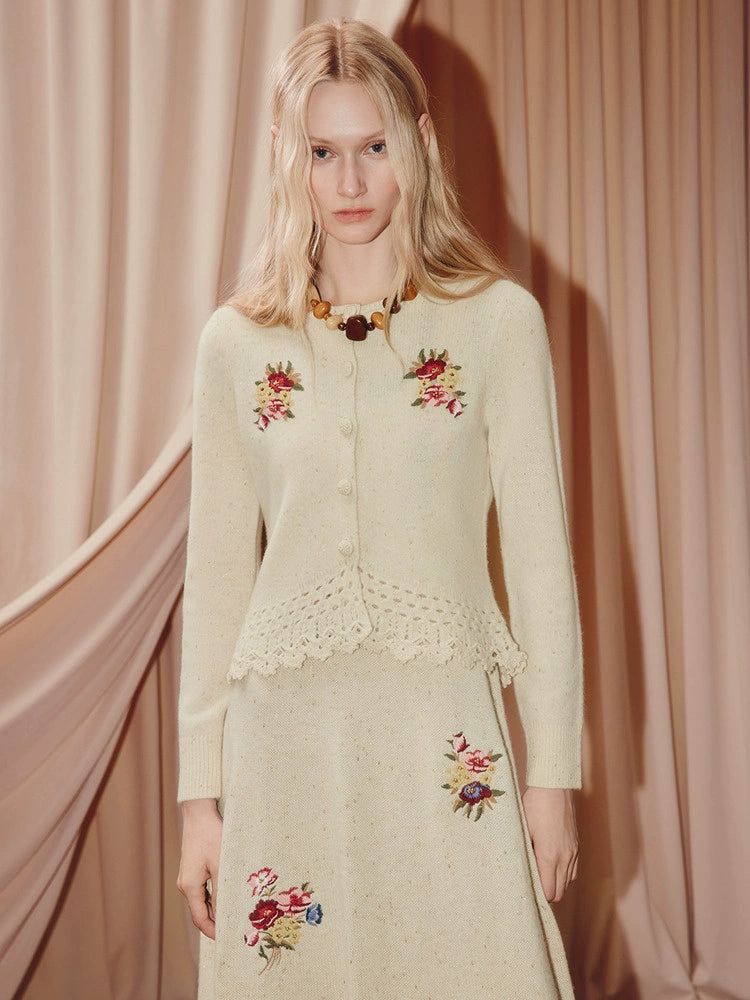 Wool Knitted Sweater Long-sleeved Top Skirt Two-piece Set Dress