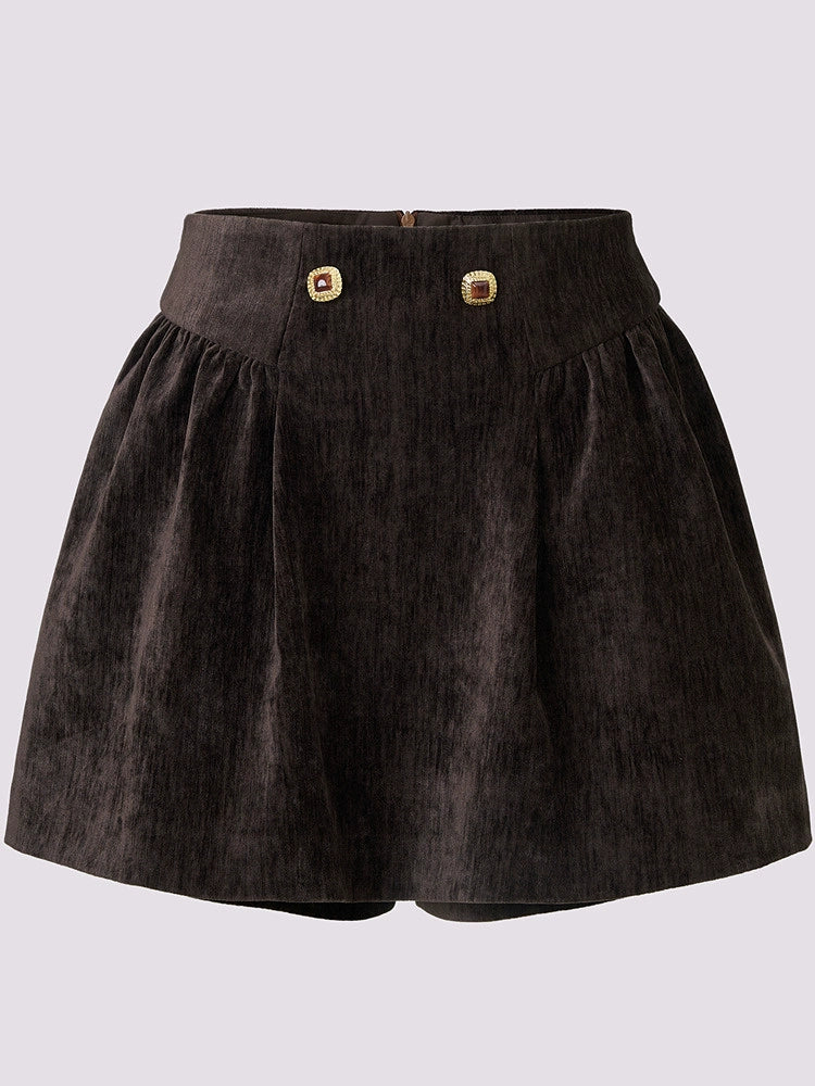 A Shape Pleated Short Skirt