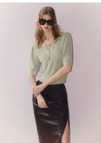 V Neck Pullover Knitted Top