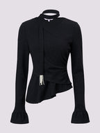 Vintage Sequin X-shaped Long-sleeved Top