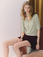 V Neck Pullover Knitted Top