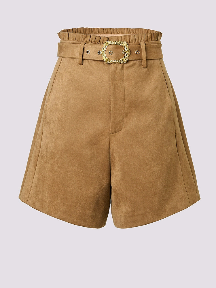 High Wasit Velvet Shorts