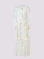 White Bohemian Lace Long Sleeve Maxi Dress