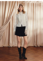 Vintage Lace Long Sleeve Ruffled Blouse