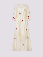 Flower Lantern Sleeves Loose Fit Satin Dress