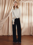 Vintage Ruffle Edge Pants Straight Trousers