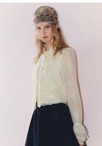 Lace Sleeve Double Flared Sleeves Short Blouse