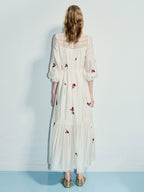 Flower Lantern Sleeves Loose Fit Satin Dress