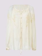 Chiffon Shirt Round Neck Lace Blouse