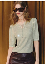 V Neck Pullover Knitted Top