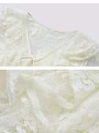 Lace Ruffled Long Sleeve Mini Dress