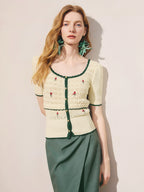 Embroidered U Neck Knitted Sweater