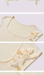 Silm Fit Flower Knitted Vest Sweater