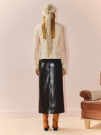 Lace Chiffon V Neck Long Sleeve Top