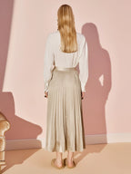 Embroidered Neck Loose Long-sleeved Top