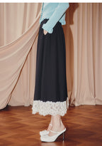 High Waist A-shaped Lace Skirt