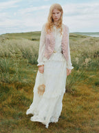 White Bohemian Lace Long Sleeve Maxi Dress