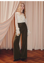 V Neck Ruffled Lace Chiffon Shirt