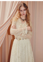 V Neck Ruffled Lace Chiffon Shirt