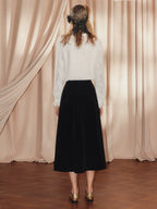A-shaped Pleated Velvet Umbrella-shaped Skirt
