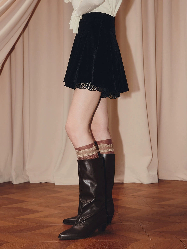 High Wasit A Shape Lace Shorts