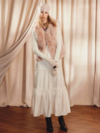 Winter V-neck Wool And Leather Vest Coat