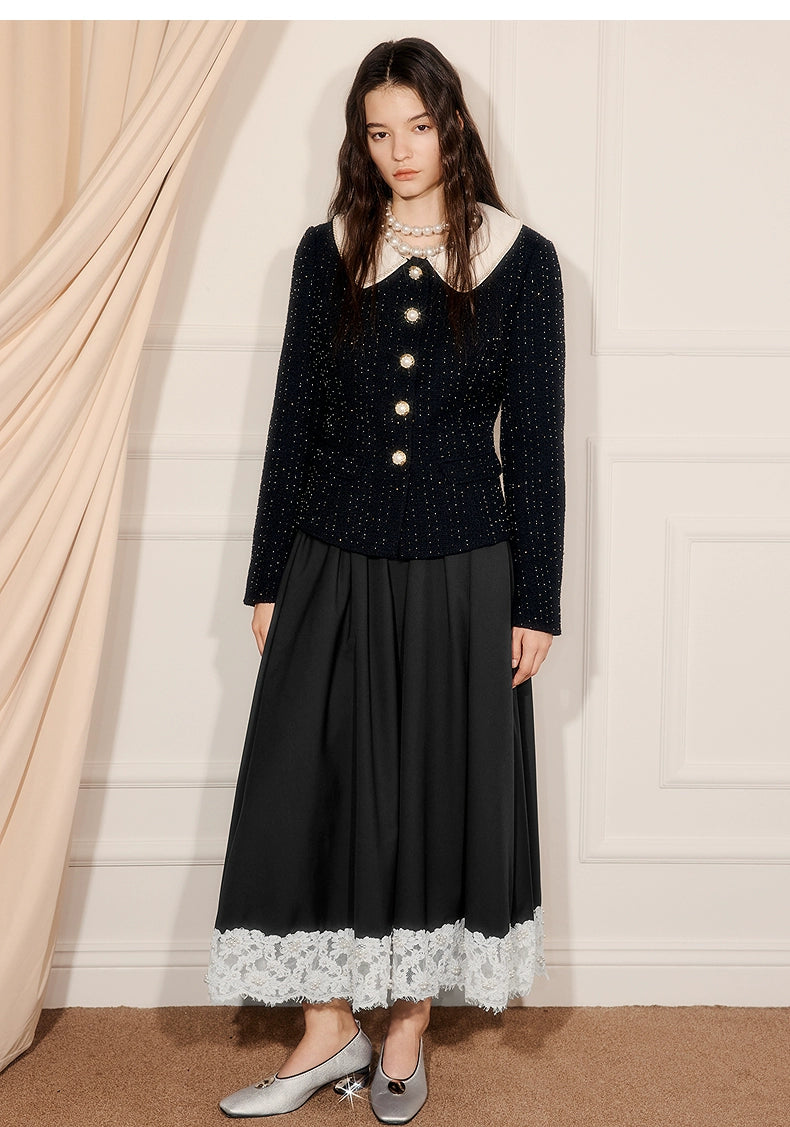 High Waist A-shaped Lace Skirt