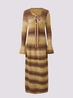 Gradient Striped Knitted Sweater Dress