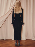 Vintage Sequin X-shaped Long-sleeved Top