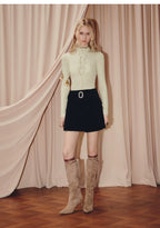 Velvet A Line Mini Skirt