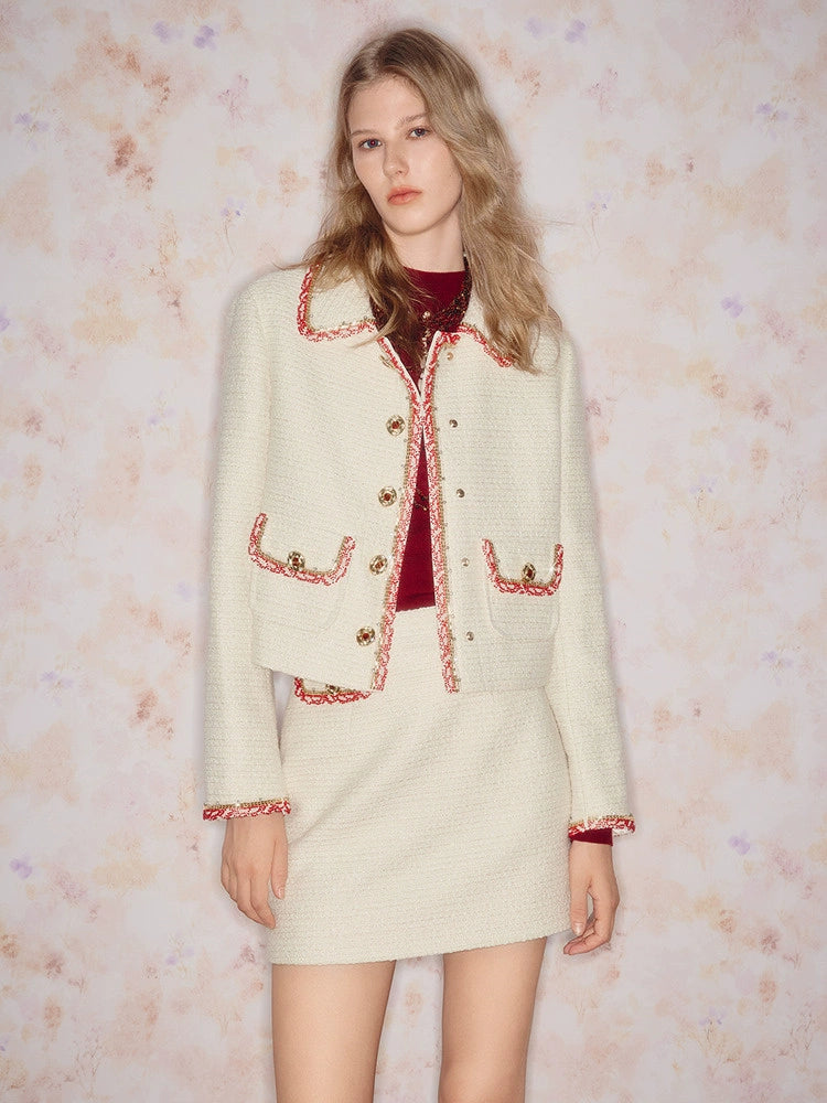 Lapel Wool Short Jacket With Two Pockets