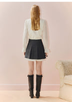 Ruffled V Neck Loose Long Sleeve Satin Top